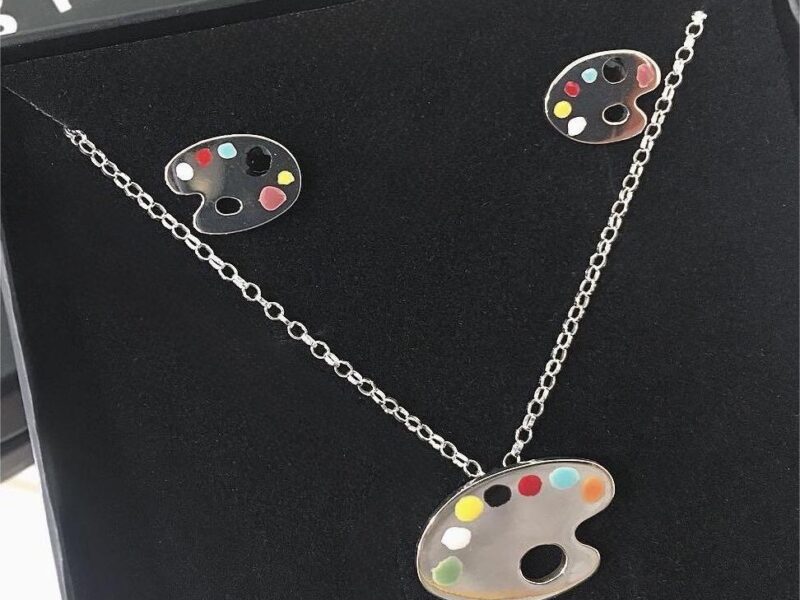 COLGANTE Y PENDIENTES PALETA ARTISTA PLATA TOSKA COLGANTE Y PENDIENTES PALETA ARTISTA PLATA TOSKA
